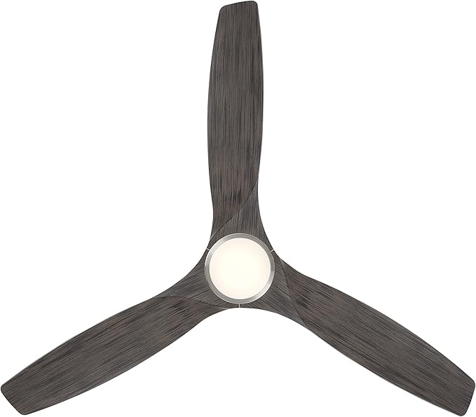 Skylark Smart Indoor and Outdoor 3-Blade Flush Mount Ceiling Fan 54in Brushed Nickel/Ebony Adjustable CCT 2700K-3000K-4000K-5000K LED Light Kit and Remote Control works with Alexa, iOS or Android App
