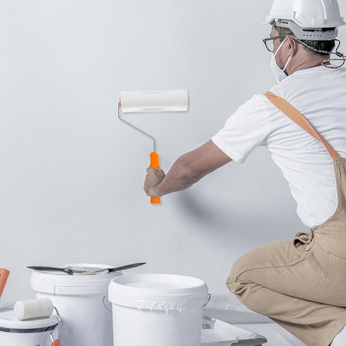 QWORK Multifunctional Self-Leveling Cement Tool Kit - Includes PE Rollers, Spiked Shoes, Anti-Slip