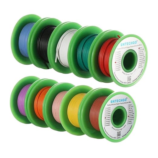 BNTECHGO 22 Gauge Silicone Wire Kit 10 Color Each 25 ft Flexible 22 AWG Stranded Tinned Copper Wire