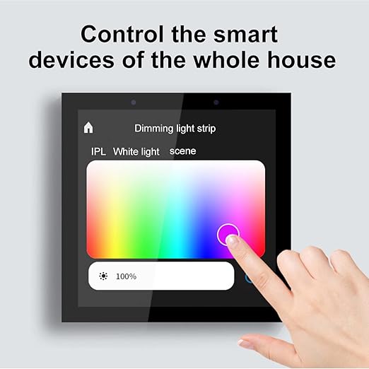 Smart Home Control Panel, Dimmer and Background Music Player, 4'' Switch Panel in-Wall Touchscreen Control for Various Tuya Smart Appliances, Black
