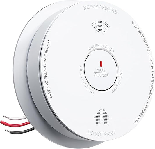 SITERWELL Hardwired Smoke Detector Carbon Monoxide Detector 10 Year Battery, Meets UL217-9th Standards, Interconnected Smoke and Carbon Monoxide Detector Combo with Bilingual Voice Alerts, 1 Pack
