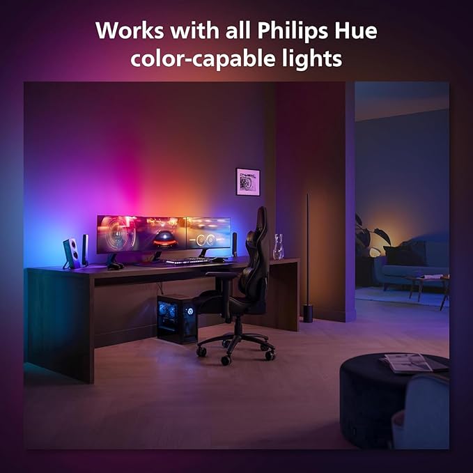 Philips Hue 24-27" PC Triple-Monitor Smart LED Light Strip- White and Color Ambiance - Requires Hue Bridge- 1 Pack - Control with Hue App- Works with Alexa, Google Assistant and Apple HomeKit