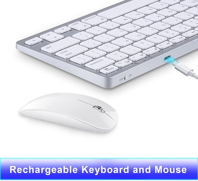 Wireless Keyboard and Mouse Compatible with iMac MacBook Air/Pro Windows Laptops (Rechargeable Bluetooth Keyboard and Mouse)