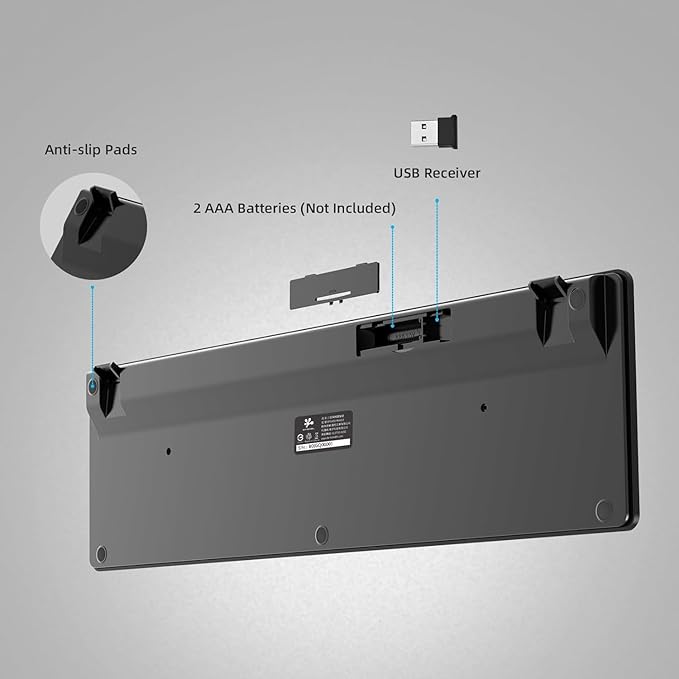 Slim Quiet Wireless Keyboard for Mac and Windows,Durable Flat Keyboard with Full Size Ultra Quiet Low-Profile Flat Keys, 2.4GHz Wireless for Mac,Windows 11/10/8/7/Vista,Microsoft & PC, Black