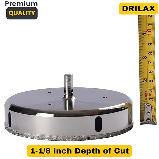 Drilax 5-1/2 Inch Diamond Hole Saw Drill Bit for Porcelain Tile, Granite, Glass & Ceramic - Heavy Duty Steel Core Cutter for Recessed Lighting, Shower Valves, and Toilet Flanges