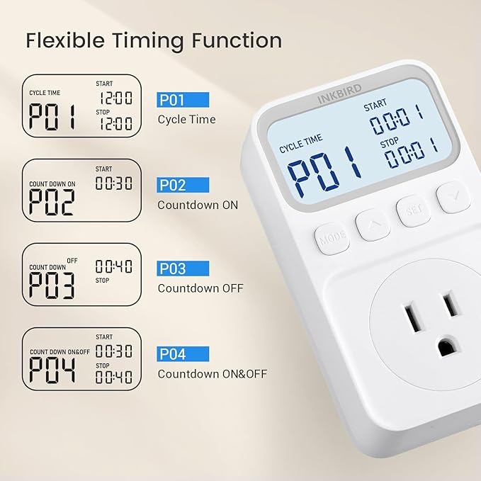 INKBIRD Digital Thermostat Outlet Temperature Controller Outlet Socket Heating/Cooling Control 1200W 10A Backlit Display
