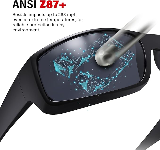 Safety Glasses for Men & Women - ANSI Z87.1 UV400 Protection, Frosted Texture, Anti-Impact