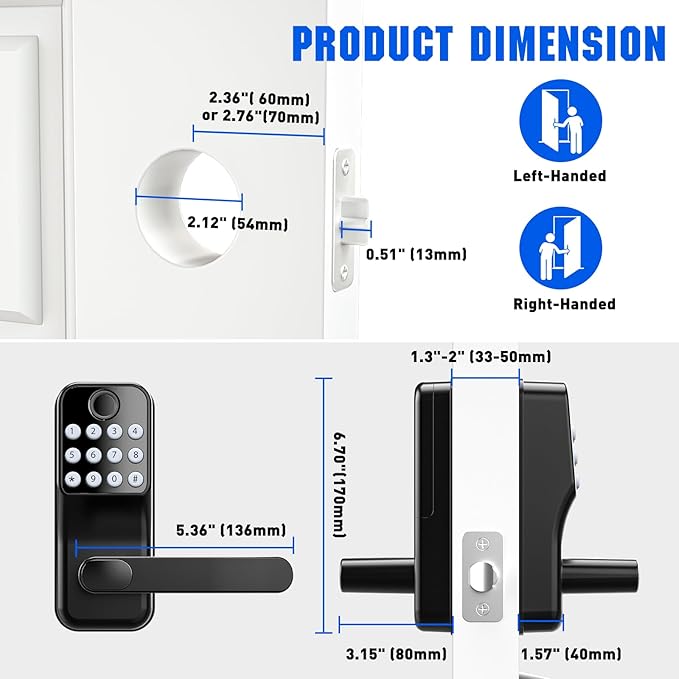 Smart Door Lock Keyless Entry with Gateway - Wi-Fi Keypad - Alexa Voice Control