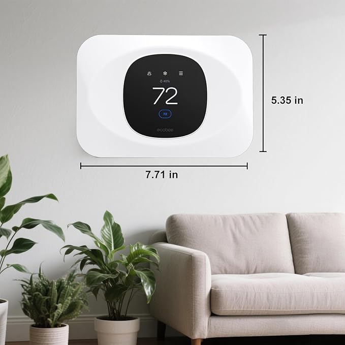 Wall Plate Cover Compatible with Ecobee Smart Thermostat Essential, Practical Ecobee Thermostat Trim Kit, Programmable WiFi Thermostat Accessory (Black Magic) (White)