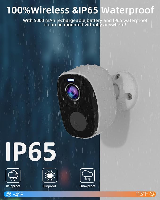 5G/2.4G Wifi Security Cameras Wireless Outdoor , 2K Battery Powered WiFi Cameras with AI Motion Detection Spotlight Siren,Color Night Vision, 2-Way Talk, Waterproof, Cloud/SD Storage, Works w/Alexa