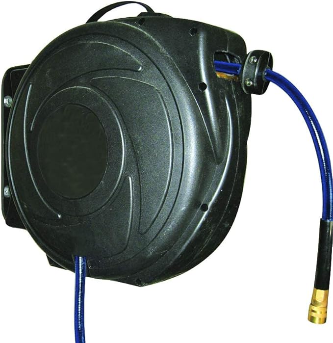 Elite Retractable Air Hose Reel with 3/8-Inch by 50-Feet PU Air Hose exceptional resistance to abrasion, oil, and weather - DP-HR5-315