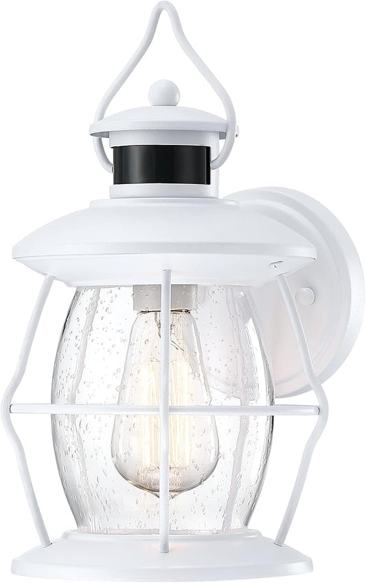 Motion Sensor Outdoor Lights, Upgrade Dusk to Dawn Wall Sconce Lantern, Exterior Light Fixtures Outside Lights for House Front Porch Garage Patio(White)