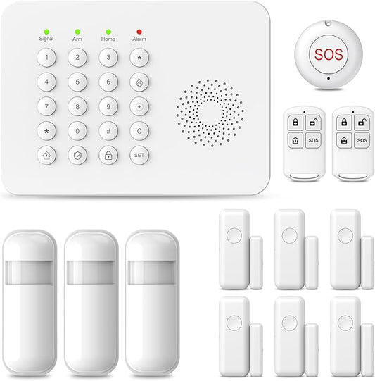 Wireless Home Alarm System,Smart Home Security System,DIY Expandable Door Alarm/Motion Sensors with 4G Call/Phone App Alert,24/7 Professional Monitoring,13 Pieces Alarm Kits For Villa,Kids Safety