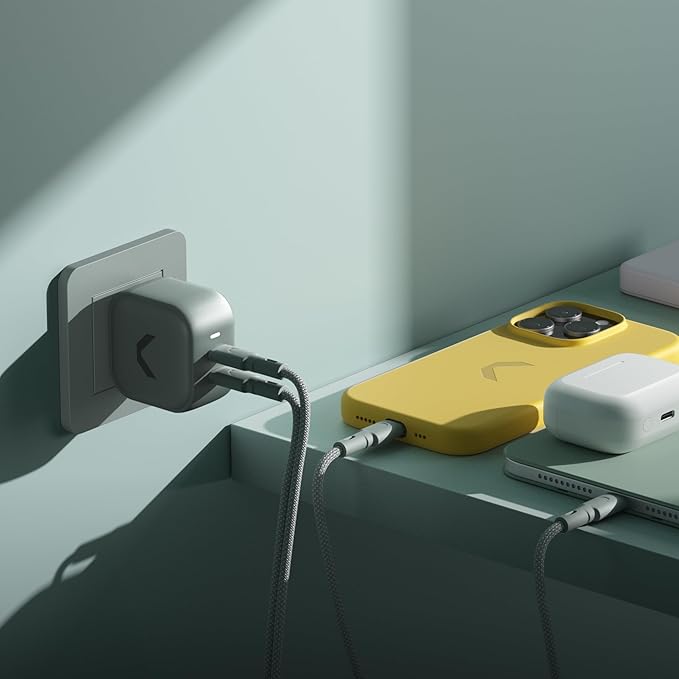 CLEMM Core 45W Dual USB-C Charger, Core GaN PPS, Power Adapter for iPhone 16/15/14/13/12/11/X, Galaxy S24 Ultra/S23 (Core 45W)