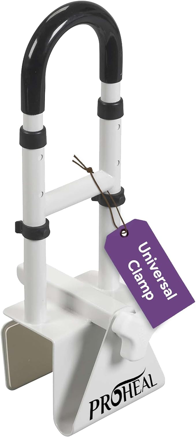 Adjustable Bathtub Grab Bar for Seniors and Fall Risk Patients - Safety Handle Rail for Fall Prevention - Universal Clamp On Bar