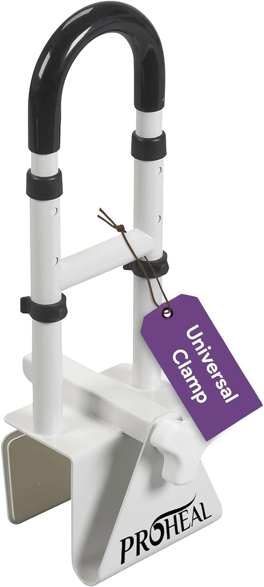 Adjustable Bathtub Grab Bar for Seniors and Fall Risk Patients - Safety Handle Rail for Fall Prevention - Universal Clamp On Bar