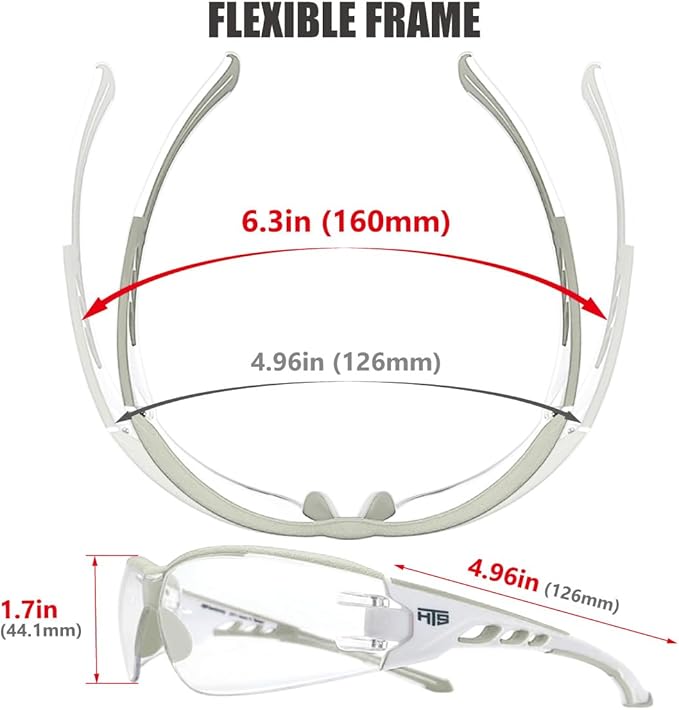 Super Flexible Lightweight Anti Fog Wrap-Around U6 Clear Shooting Safety Glasses with ANSI Z87.1 Scratch Resist