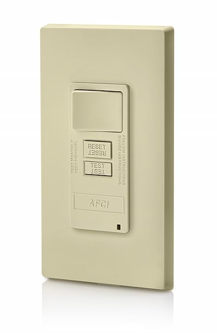 Leviton Combination, 15 Amp, Self Test, LED Indicator Light, AFSW1-I, AFCI/Switch, Ivory