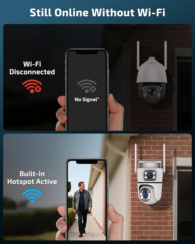 2.4G/5G Dual Band WiFi Security Camera Wireless Outdoor, 5MP Dual Lens PTZ Surveillance Cameras with Auto Motion Tracking