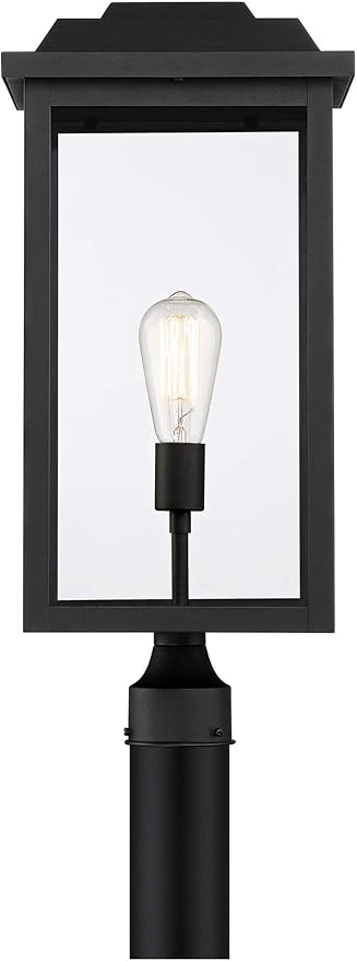 John Timberland Eastcrest Modern Outdoor Post Light Fixture Textured Black Metal 22 1/2" Clear Glass for Exterior House Porch Patio Outside Deck Garage Yard Garden Driveway Home Lawn Walkway