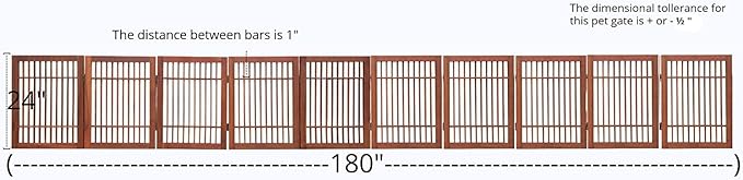 Urnporium Pet Dog Gate Strong and Durable Freestanding Folding Acacia Hardwood Portable Wooden Fence Indoors or Outdoors Foldable pet Barrier for The House (Brown Pet Gate, 10 Panel 24" Tall)