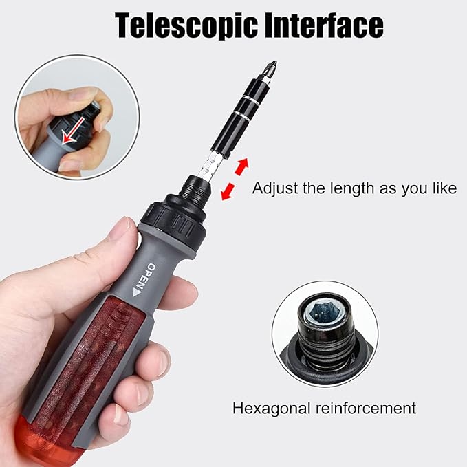 11 in 1 Screwdriver, Portable Multifunctional Screwdriver Set, Flat Head/Slotted/Phillips/Hex/Square Head/Hex, Nut Driver Suitable for Outdoor and Daily Maintenance Tools