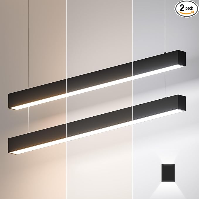 4FT LED Linear Light,50/45/40/35/30W Up and Down Light, 3000/4000/5000K CCT,Commercial and Residential Linear Lights Fixture for Office,Pendant Lights for Home,Shop,Garage,School-2Pack