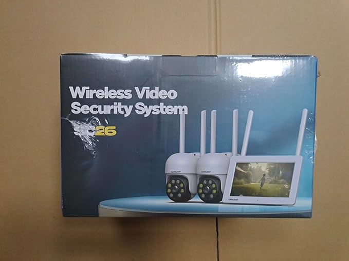 Camcamp 3MP Wireless Security Camera Outdoor, PTZ Camera, Panoramic View, Color Night Vision, WiFi Connect to NVR Security Camera System with 7" Monitor/Use Alone, Plug-in Power Cable, CCTV Indoor