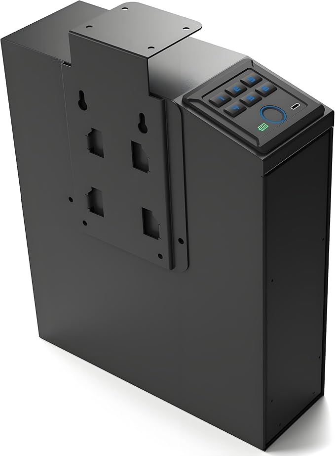 Biometric Fingerprint Mountable Gun Safe, Passcode, Keys and Quick Access Auto Pop，Gun Safe for Nightstand, Desk, Bed Side