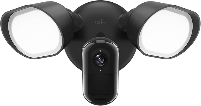Arlo Wired Floodlight Camera | Home Security Camera with 2K Video and HDR | 2000 Lumens | Integrated Siren, Weather-Resistant, Color Night Vision, 160º Field of View, 2-Way Audio Black (2025)