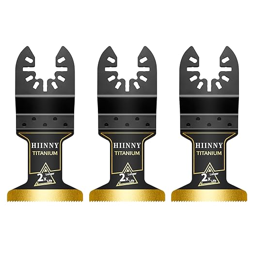 3PCS Titanium Oscillating Tool Blades, Professional Universal Titanium Oscillating Saw Blades Multitool Blades Kits for Metal Wood Plastics, Dewalt Milwaukee Ryobi Fein