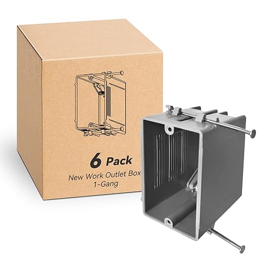 Single Gang Electrical Box New Work, 22 Cu.in, UL Listed, 6 Pack