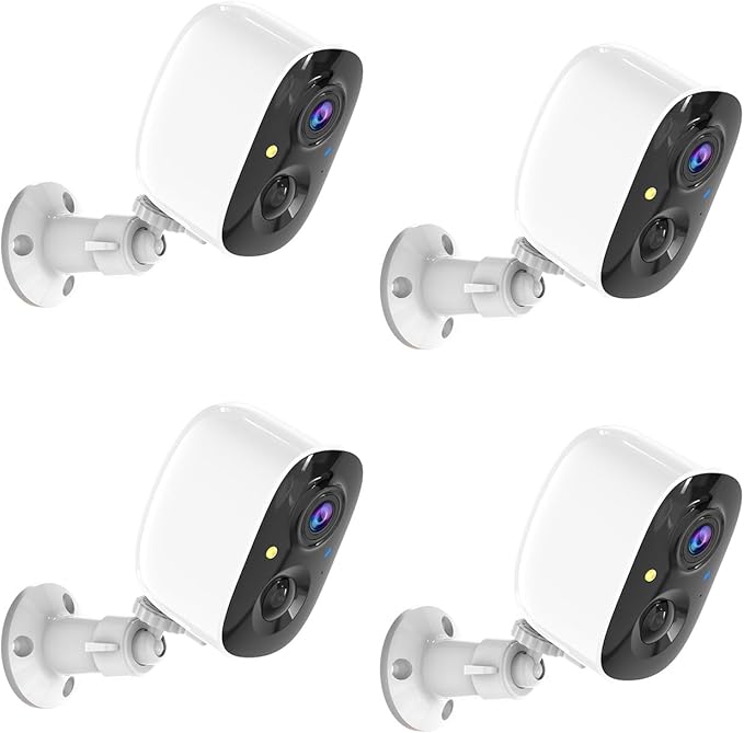 2K UHD Smart Wireless Security Camera Indoor/Outdoor,WiFi Camera with Color Night Vision, Battery Powered,Motion Detection, 2-Way Audio, Weatherproof, Cloud/SD Storage for Home Security,4 Pack