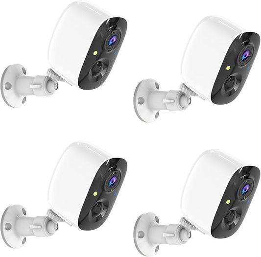 2K UHD Smart Wireless Security Camera Indoor/Outdoor,WiFi Camera with Color Night Vision, Battery Powered,Motion Detection, 2-Way Audio, Weatherproof, Cloud/SD Storage for Home Security,4 Pack