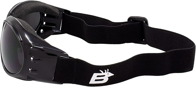 Birdz Eyewear Eagle Padded Motorcycle Goggles Black Frame with Smoke Yellow & Clear Lenses Vented Sides Anti-Fog coating