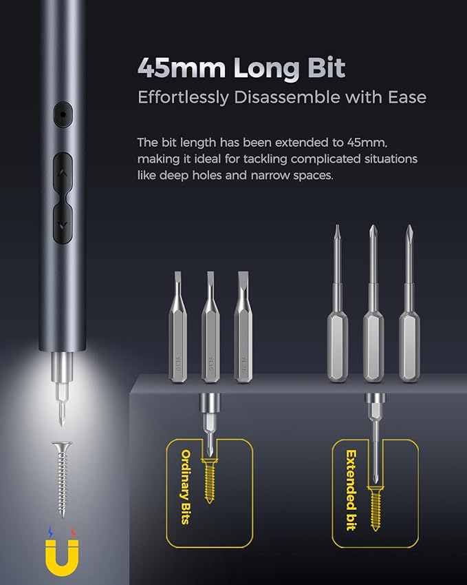LIFEGOO Mini Electric Screwdriver, 62 in 1 Cordless Precision Power Screwdriver Set with 48 Bits, LED Lights Magnetic Mat, Rechargeable Portable Repair Tool Kit for Phone Watch Camera Laptop PC