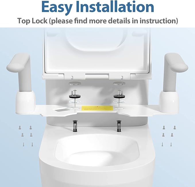DAILYLIFE Toilet Safety Rails - Heavy Duty Aluminum Armrest Hand Rail for Elderly, Seniors, Handicap, Pregnant - Folding, Compact Design Supports up to 480 lbs