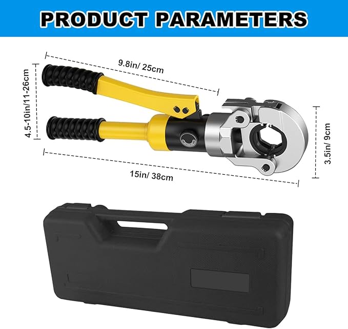 Plumbing Hydraulic Crimping Tools, Pro Press Copper Pipe Crimper Tool, Copper Tube Fittings Hydraulic Pipe Crimping Tool, With 11 Pairs of Dies