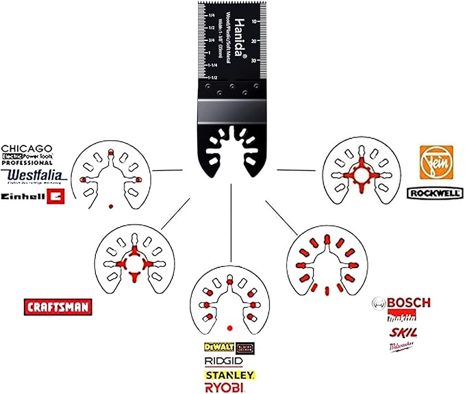 56pcs Wood Oscillating Multitool Quick Release Saw Blades Compatible with Fein Multimaster Porter Cable Black & Bosch Decker Dremel Craftsman Ridgid Ryobi Makita Milwaukee Dewalt Rockwell