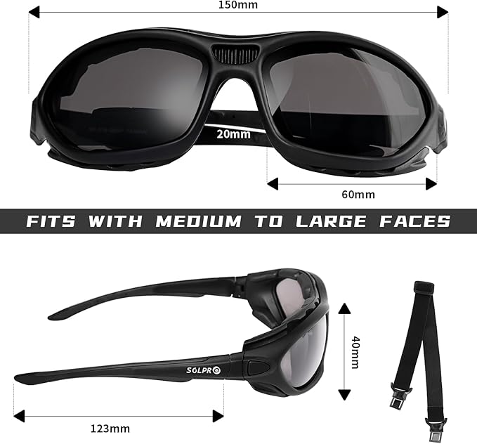 Anti-Fog Safety Motorcycle Riding Sunglasses Foam padded Goggle, Dustproof, Windproof, Hunting, Hiking, Golfing