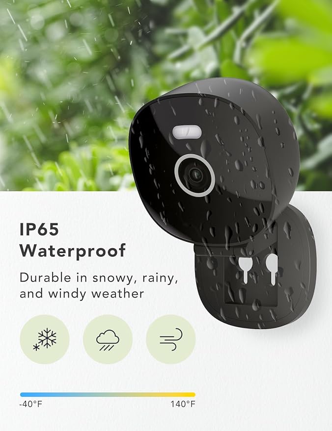 2K Security Camera, Outdoor/Indoor for Home, Pet, Baby, Nanny, IP65 Wterproof Color Night Vision, White Light & Siren, Recording, Motion Detection, Compatible with Alexa,Black