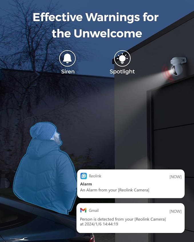 REOLINK 4K PTZ Wi-Fi 6 Security Camera System, 4pcs WiFi Cameras Outdoor with 10X Digital Zoom, Motion Track, Smart Detection, Color Night Vision,16CH Wi-Fi NVR with 2TB HDD, RLK12-800WPT4