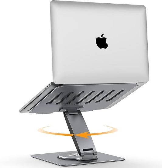 Adjustable Laptop Stand for Desk with 360° Swivel Base, Aluminum Laptop Holder, Foldable Ergonomic Laptop Cooling Riser, Supports up to 18 Pounds, for Macbook Air/Pro Dell/HP and All Laptops 7-15.6"