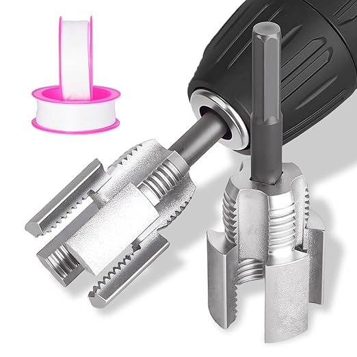 2025 New Integrated Internal and External Pipe Threading Tool Pipe Thread Cutting Tool Electric Drill Compatible PVC Pipe Threader Kit 1/2" (DN15) 3/4" (DN20) Pipe Sizes Tool for Electric Drill