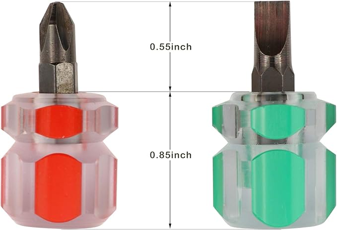 Sewing Machine Screwdriver Mini Stubby Screwdriver Set - Ultra Short Pocket Screwdrivers for Narrow Spaces, 4 Pieces with Flat Head and Phillips Head