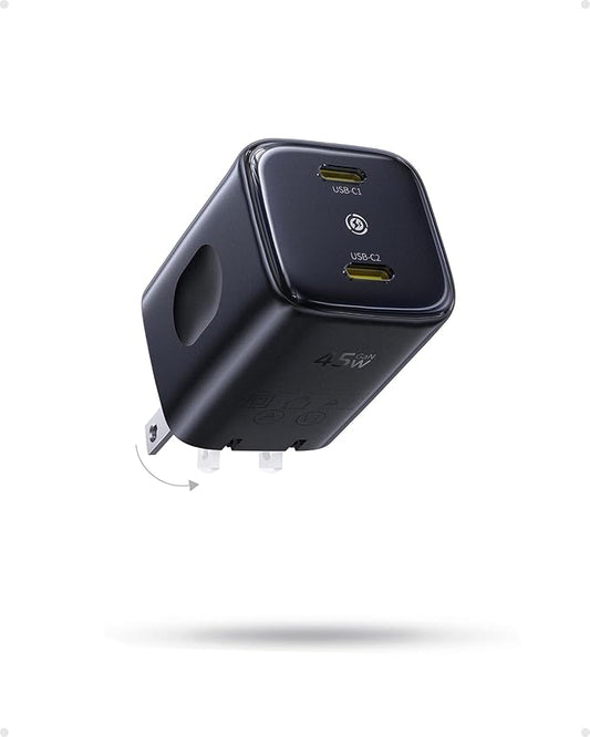 Baseus 45W USB C Charger, Dual Port PPS Fast Charging Block for iPhone 17/16/15 Series, iPad, Galaxy S25 Ultra and More Series