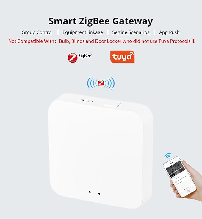 ZigBee 3.0 Hub WiFi & Bluetooth Dual Mode Gateway, Only for Tuya Product Smart Home Bridge Wireless Remote Controller,Intelligent Bridge Wireless Smart Home Gateway Voice Control via Alexa,Google Home