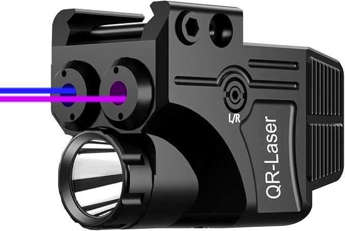 Red Green Purple Blue Laser Light Combo, 800 Lumens Tactical Flashlight Laser Sight, Built-in USB Rechargeable Battery, Adjustable Compact Tactical LED Light Laser Beams for Handguns with a Rail