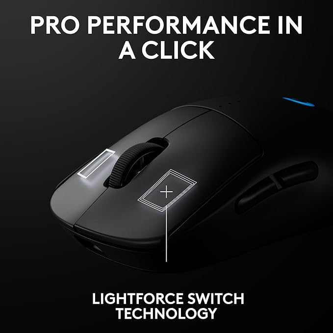 Logitech PRO 2 Lightspeed Wireless Gaming Mouse, Black | Hero 2 Sensor, 44k DPI, 8 Programmable Buttons, LIGHTFORCE Switches, RGB Lighting, Lightweight, PC/Mac | with Signature Series Charging Dock