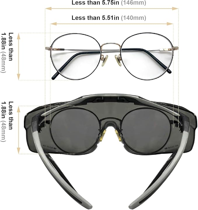 HUNTERSKY ANSI Z87 Anti Fog Lab Safety Glasses Fit Over Eyeglasses Up to 1.88 inch 100% UV Protective Goggles